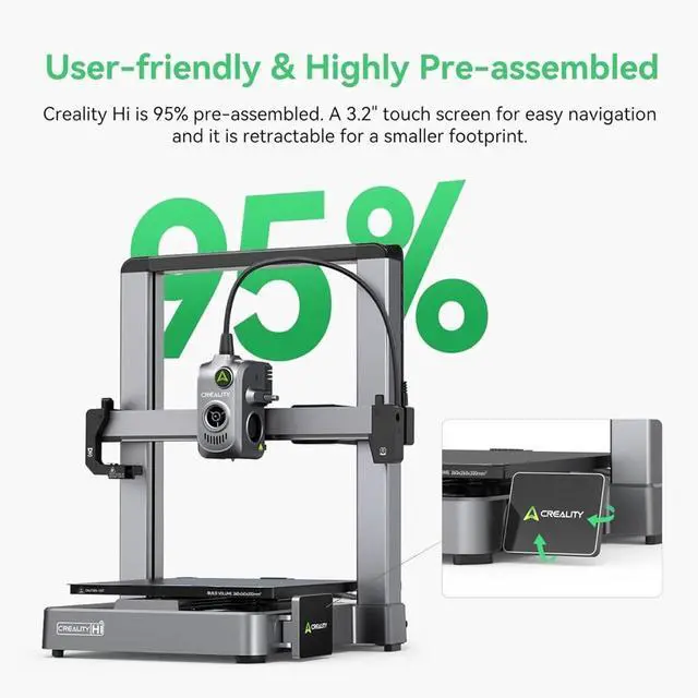 Alt view image 3 of 7 - Creality Hi 3D Printer Supports Multi-Color 3D Printing, High-Speed 500 mm/s, Automated Filament Detection, Auto-Leveling, All-Metal Frame, 260×260×300 mm Build Volume