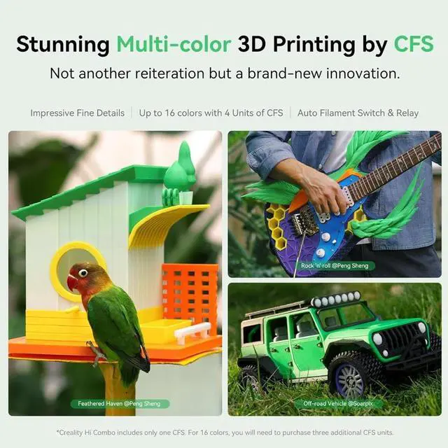Alt view image 4 of 7 - Creality Hi 3D Printer Supports Multi-Color 3D Printing, High-Speed 500 mm/s, Automated Filament Detection, Auto-Leveling, All-Metal Frame, 260×260×300 mm Build Volume