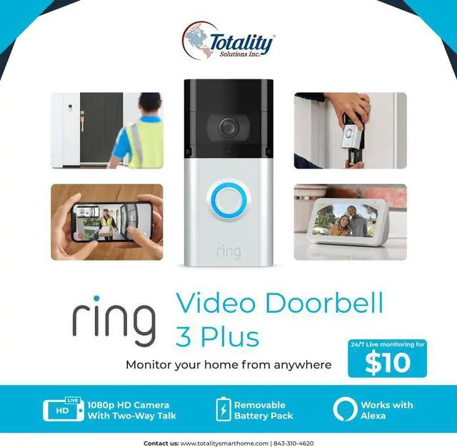 Alt view image 8 of 9 - Ring Video Doorbell 3 Plus - Satin Nickel  8VR1S9-0EN0