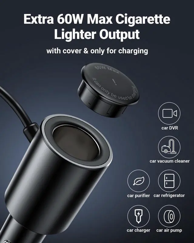Alt view image 4 of 7 - Car Charger ACEFAST 4 USB Ports Digital Display Fast Car Adapter for iPhone, iPad, Galaxy, Pixel, Motorola, LG, Nexus, HTC and More