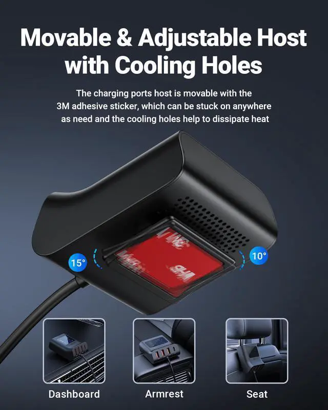 Alt view image 7 of 7 - Car Charger ACEFAST 4 USB Ports Digital Display Fast Car Adapter for iPhone, iPad, Galaxy, Pixel, Motorola, LG, Nexus, HTC and More