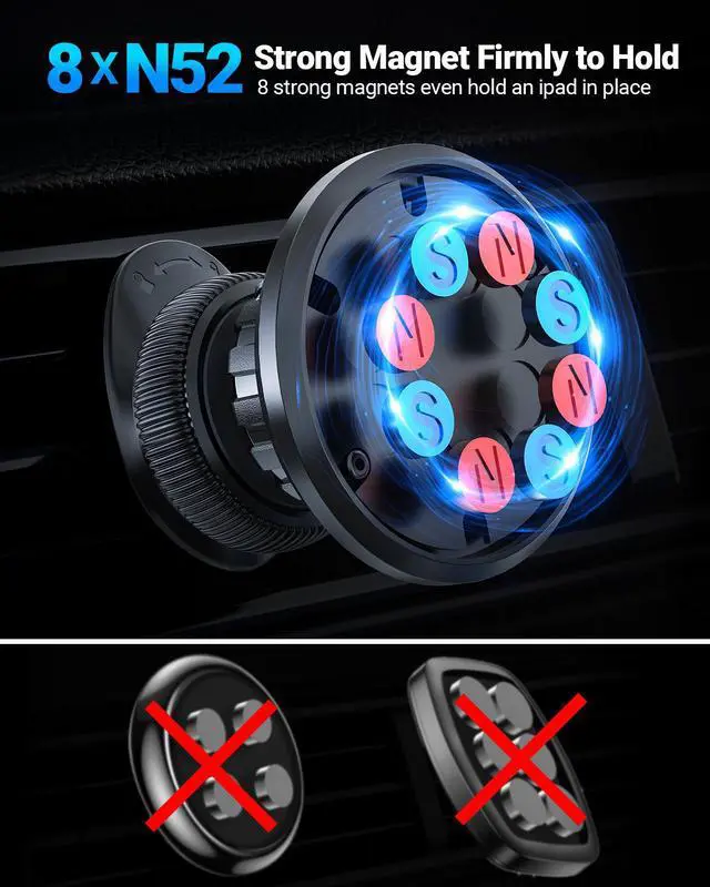 Alt view image 6 of 7 - ACEFAST D7 Magnetic Phone Mount for Car Dashboard Windshield Air Vent, Car Phone Holder Handsfree Compatible with iPhone 13 12 11/Galaxy S21/Tab s7/Pixel 6/Moto G/iPad Mini and Most Cell Phone