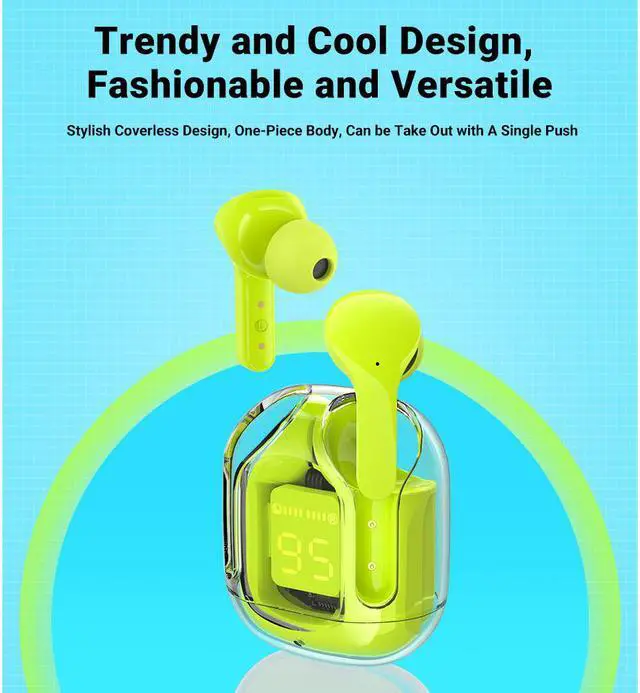 Alt view image 4 of 7 - Bluetooth Earbuds ACEFAST T6 Wireless Earphones LED Display Sports Headsets Green