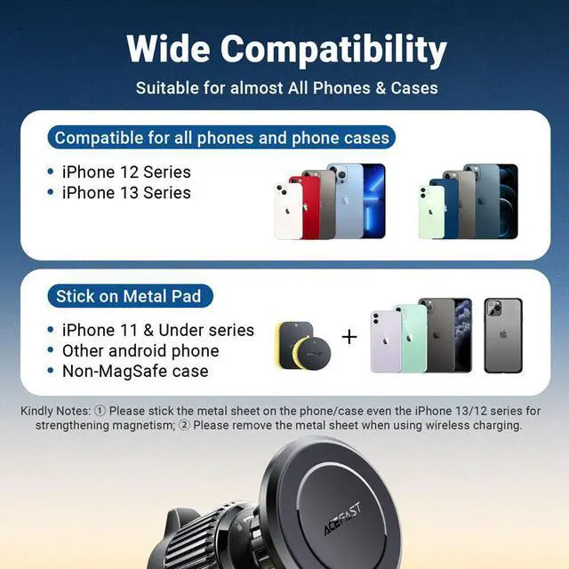Alt view image 5 of 7 - Car Phone Mount, ACEFAST D6 Magnetic Phone Holder for Car [6 Strong N52 Magnets], Air Vent Car Phone Mount Universal for Smartphone