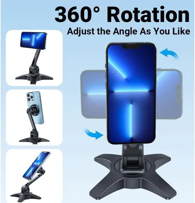 Alt view image 4 of 7 - Magnetic Cell Phone Stand for Desk, ACEFAST Desktop Phone Holder, 360°Rotation Adjustable Phone Holder Stand for Desk/Nightstand/Office Compatible with iPhone 13 Pro Max 13 12 11 Xs Xs Max Xr X 8 7 6