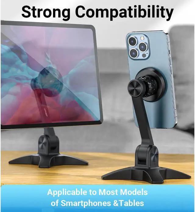 Alt view image 2 of 7 - Magnetic Cell Phone Stand for Desk, ACEFAST Desktop Phone Holder, 360°Rotation Adjustable Phone Holder Stand for Desk/Nightstand/Office Compatible with iPhone 13 Pro Max 13 12 11 Xs Xs Max Xr X 8 7 6