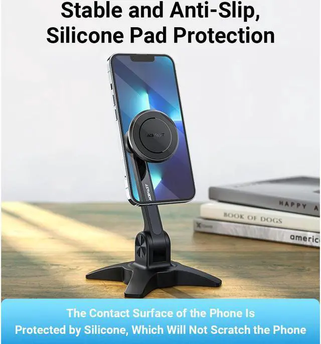 Alt view image 6 of 7 - Magnetic Cell Phone Stand for Desk, ACEFAST Desktop Phone Holder, 360°Rotation Adjustable Phone Holder Stand for Desk/Nightstand/Office Compatible with iPhone 13 Pro Max 13 12 11 Xs Xs Max Xr X 8 7 6