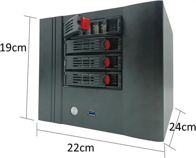 Alt view image 5 of 6 - KCMconmey 4 Bay NAS Case, 4 x 2.5/3.5 Tray. Compatible ITX MB Flex PSU. with Front USB 3.0 12cm Chassis Fan Hot Swap Backplane. Network Attached Storage Enclosure.