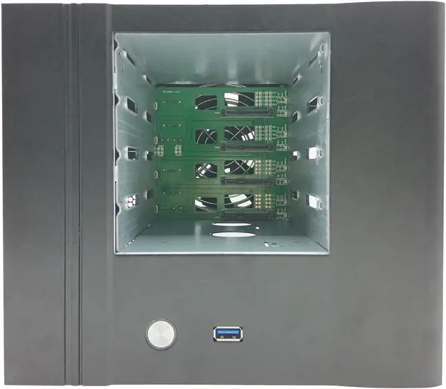Alt view image 3 of 6 - KCMconmey 4 Bay NAS Case, 4 x 2.5/3.5 Tray. Compatible ITX MB Flex PSU. with Front USB 3.0 12cm Chassis Fan Hot Swap Backplane. Network Attached Storage Enclosure.