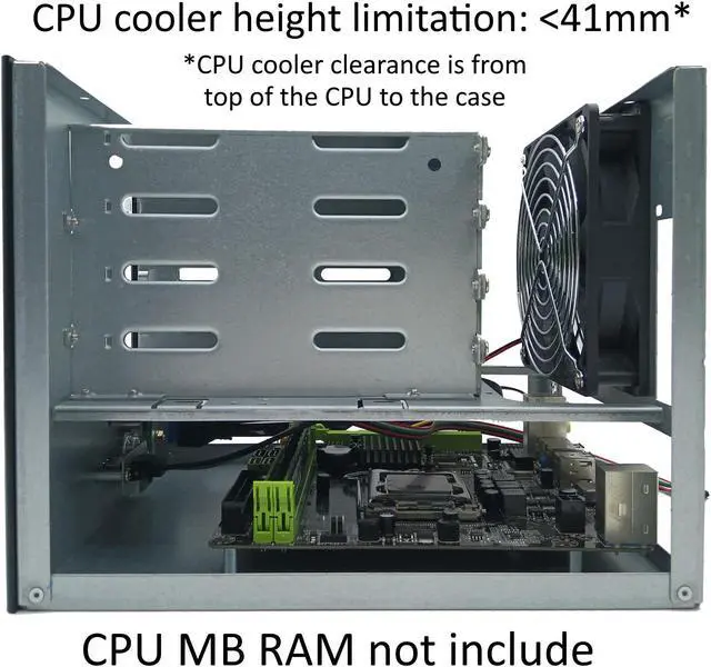 Alt view image 4 of 6 - KCMconmey 4 Bay NAS Case, 4 x 2.5/3.5 Tray. Compatible ITX MB Flex PSU. with Front USB 3.0 12cm Chassis Fan Hot Swap Backplane. Network Attached Storage Enclosure.