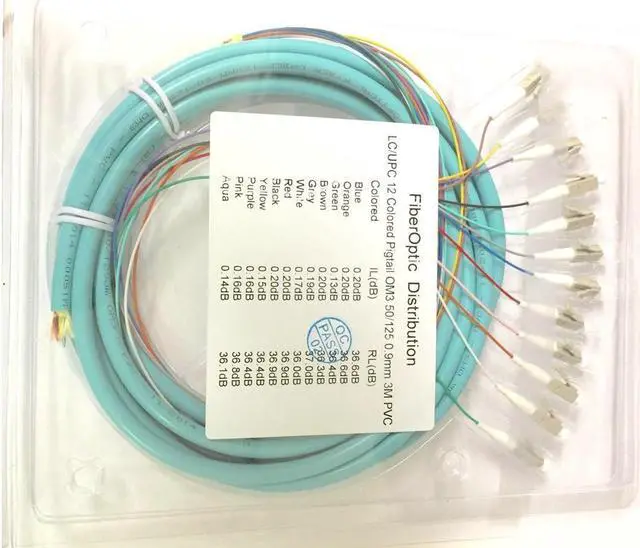 Main image of 12 Strand 50/125 OM3 3m LC UPC Bundle Fanout Fiber Optic Pigtail Multimode