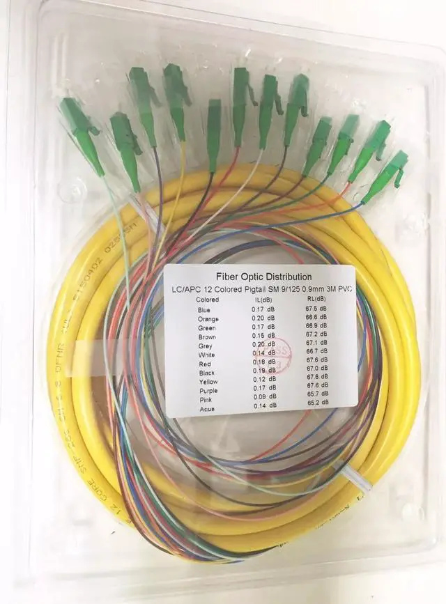 Main image of 12 Strand 9/125 Fiber Optic Pigtail 3m LC/APC SingleMode , Fiber pigtail -IN STOCK