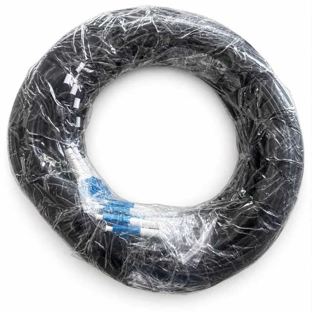 Alt view image 2 of 4 - 12 Strand 100m Outdoor Armored Single Mode Fiber Optic Cable, LC/UPC to LC/UPC, 9/125 OS2
