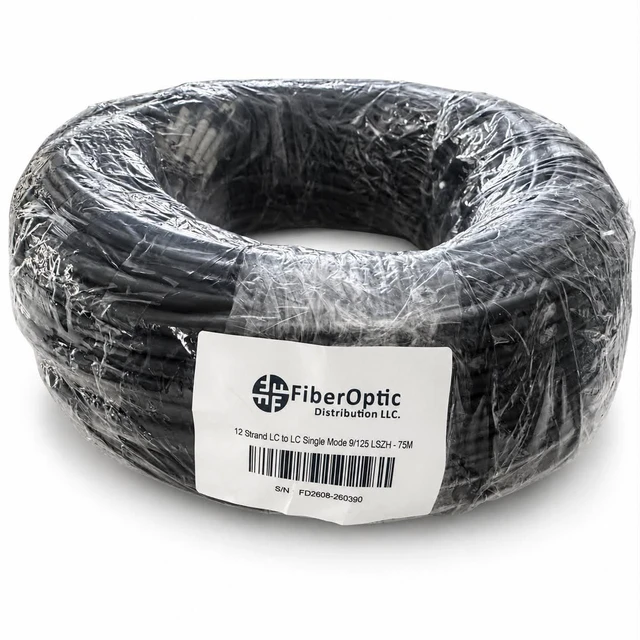 Main image of 12 Strand 75m Outdoor Armored Single Mode Fiber Optic Cable, LC/UPC to LC/UPC, 9/125 OS2