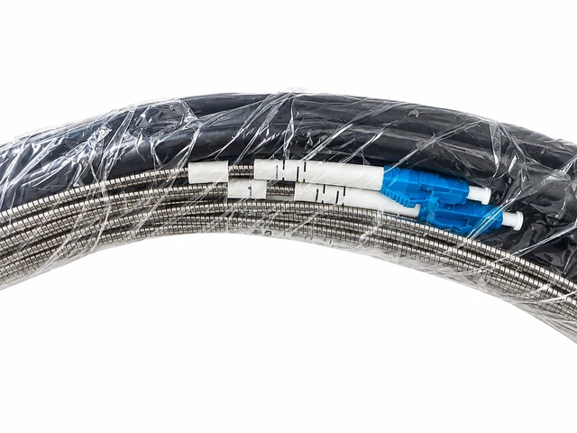 Alt view image 2 of 3 - Duplex 20m Outdoor Armored Waterproof Single Mode Fiber Patch Cable, LC/UPC to LC/UPC, 9/125 OS2