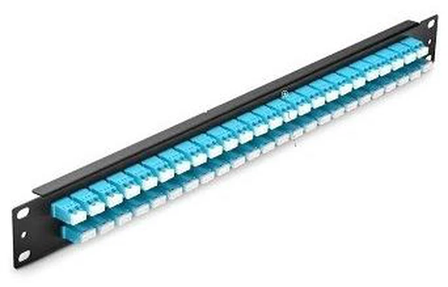 Main image of 1U 19 inch Fiber Adapter Panel, 96 Fiber, 48 Port LC/UPC Duplex OM3/OM4 Multimode, Aqua