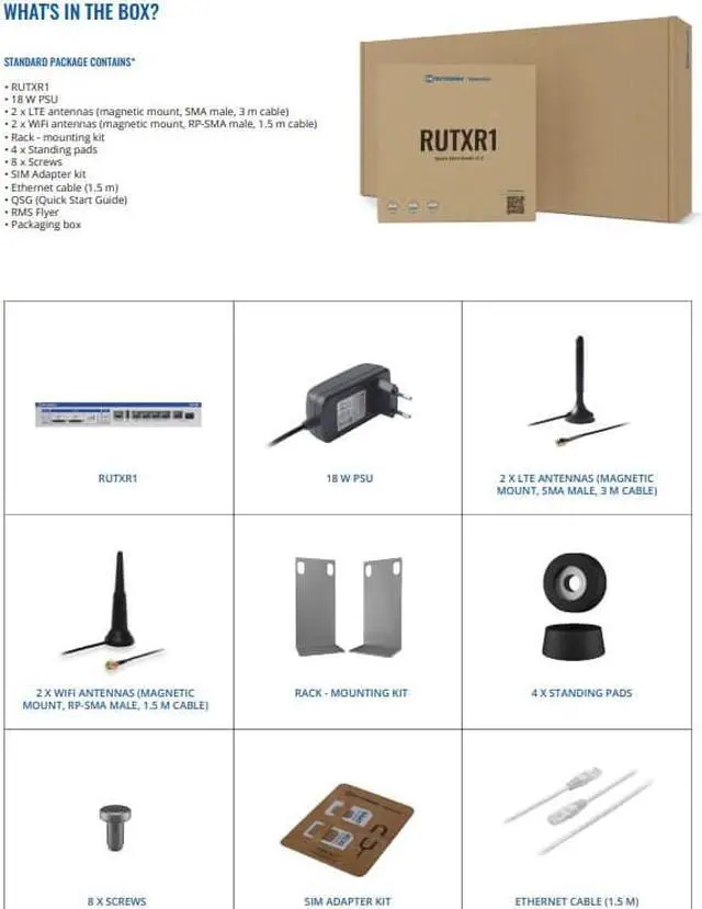 Alt view image 2 of 2 - Teltonika RUTXR1 ENTERPRISE RACK-MOUNTABLE SFP/LTE ROUTER mounted LTE Cat6 router with redundant power supplies and WAN interfaces.is equipped with dual SIM, USB, and Wave-2 802.11ac Dual Band WIFI