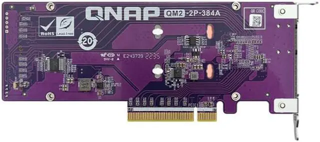 Alt view image 4 of 6 - QNAP QM2-2P-384A Dual Slot M.2 22110/2280 PCIe NVMe SSD Expansion Card New in November 2022