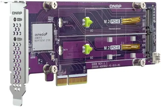Alt view image 3 of 6 - QNAP QM2-2P-344A Dual Slot M.2 22110/2280 PCIe NVMe SSD Expansion Card New in November 2022