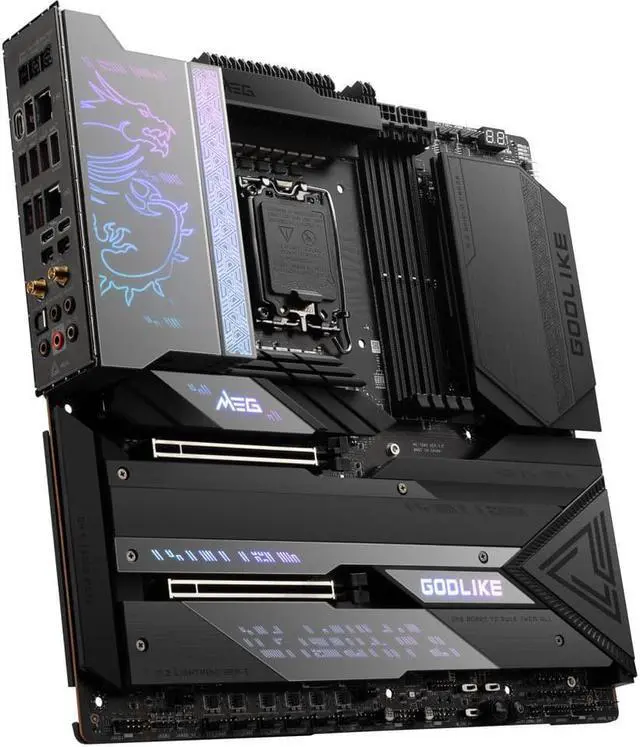 Alt view image 6 of 10 - MSI MEG Z790 GODLIKE LGA 1700 Intel Z790 SATA 6Gb/s DDR5 Extended ATX Motherboard