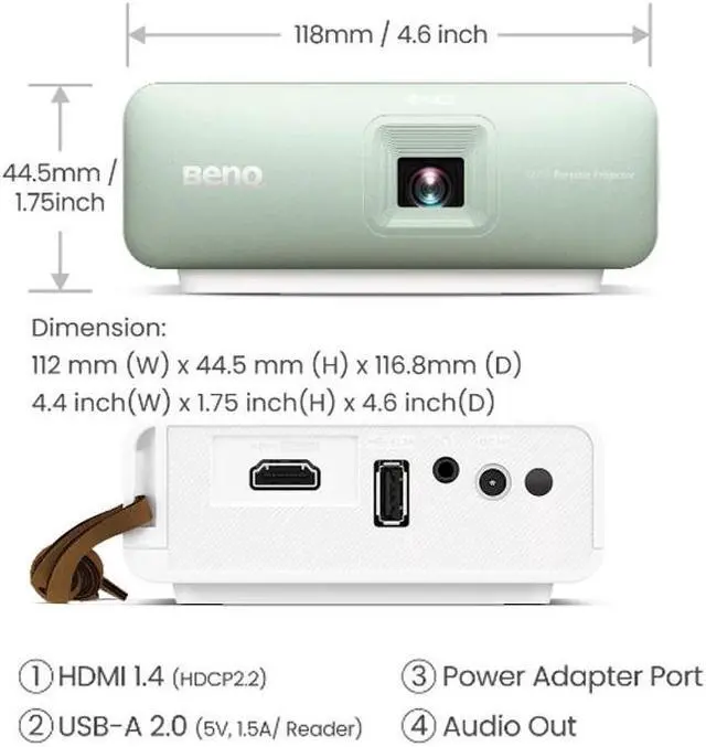 Alt view image 4 of 6 - BenQ LED Mini Micro Portable Projector GV10 Home Theater Projector