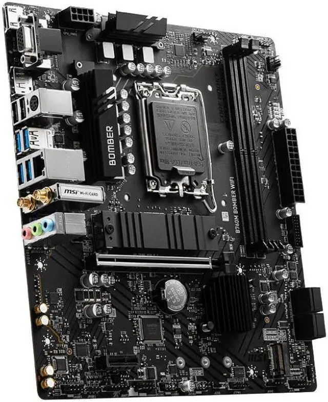 Alt view image 6 of 6 - MSI B760M BOMBER WIFI motherboard Supports 12th/13th Gen Intel® Core Processors, Pentium® Gold and Celeron® Processors (LGA 1700)