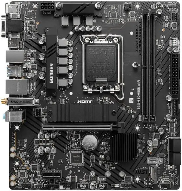 Alt view image 3 of 6 - MSI B760M BOMBER WIFI motherboard Supports 12th/13th Gen Intel® Core Processors, Pentium® Gold and Celeron® Processors (LGA 1700)