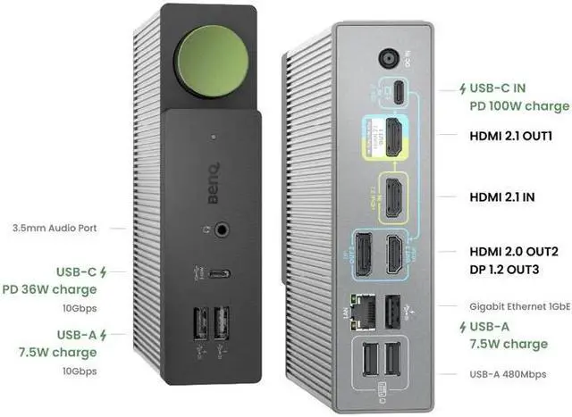 Alt view image 5 of 6 - BenQ beCreatus DP1310 USB-C Crossover Docking Station | USB-C & HDMI 2.1 Dual Source Integration