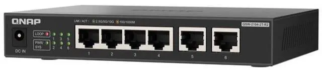 Alt view image 3 of 5 - QNAP QSW-2104-2T-R2 desktop switch 6-port splitter network management routing Ethernet 10G home