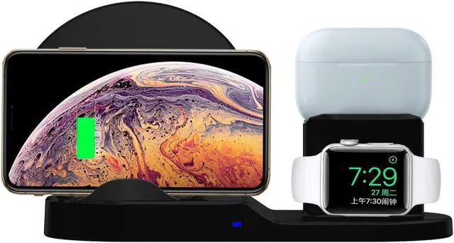 Alt view image 2 of 7 - Stimula Lifestyle 3 in 1 Wireless Smartphone, Ultra Fast Compatible with Apple Watch Airpods & Airpods Pro, iPhone 11 12 13 Samsung Charger Stand 10W - Black
