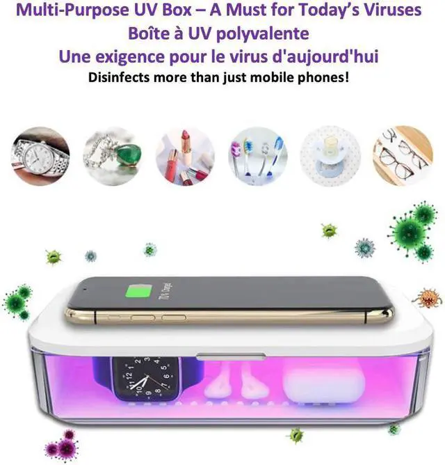 Alt view image 4 of 7 - Stimula Lifestyle Disinfector 99.9% UV Sanitizer Wireless Charger Aromatherapy, Watch, Compatible with AirPods, Iphone, Samsung, Mask Box