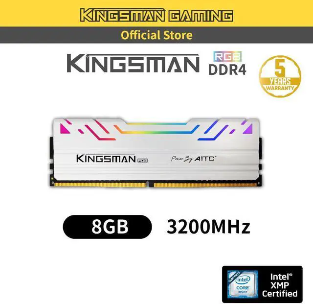 Alt view image 2 of 7 - KINGSMAN RGB 8GB 288-Pin PC RAM DDR4 3200 (PC4 25600) Desktop Memory Model-White