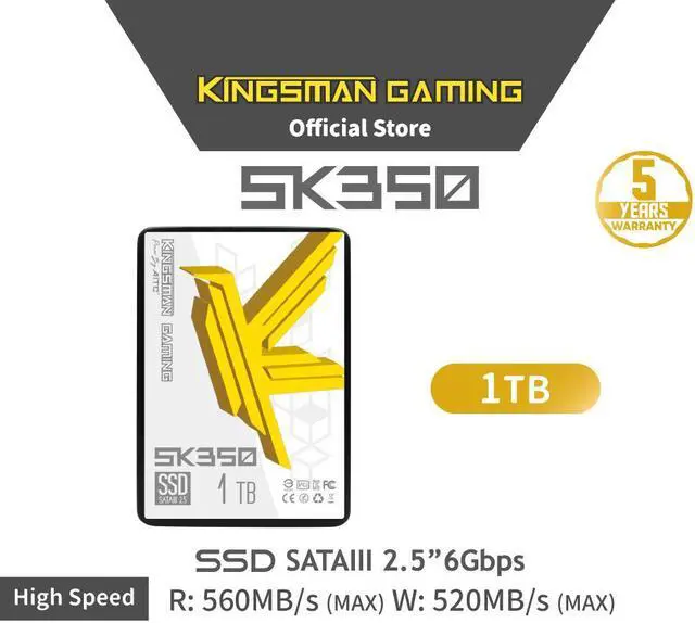 Alt view image 2 of 5 - AITC KINGSMAN SK350 2.5" 1TB Performance Boost SATA III 3D NAND Internal Solid-State Drive (SSD)