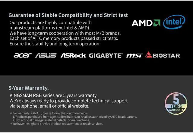 Alt view image 6 of 7 - KINGSMAN RGB 8GB 288-Pin PC RAM DDR4 3200 (PC4 25600) Desktop Memory Model-Red