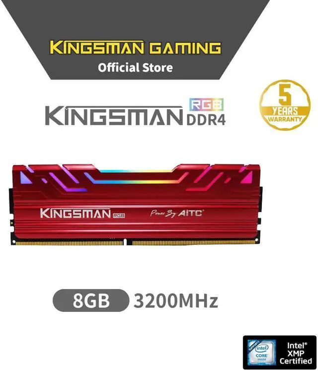 Alt view image 2 of 7 - KINGSMAN RGB 8GB 288-Pin PC RAM DDR4 3200 (PC4 25600) Desktop Memory Model-Red
