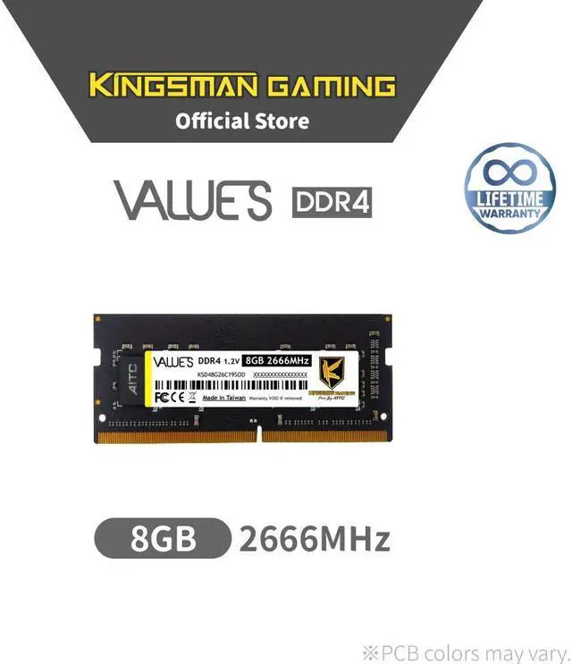 Alt view image 2 of 5 - KINGSMAN 8GB 260-Pin DDR4 SO-DIMM DDR4 2666 (PC4 21300) Laptop Memory Model
