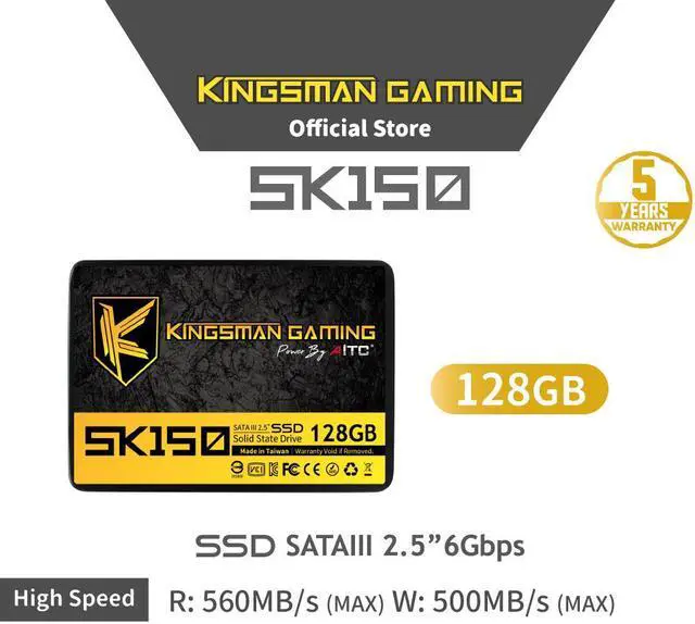 Alt view image 2 of 6 - AITC KINGSMAN SK150 2.5" 128GB SATA III 3D NAND Internal Solid State Drive (SSD)