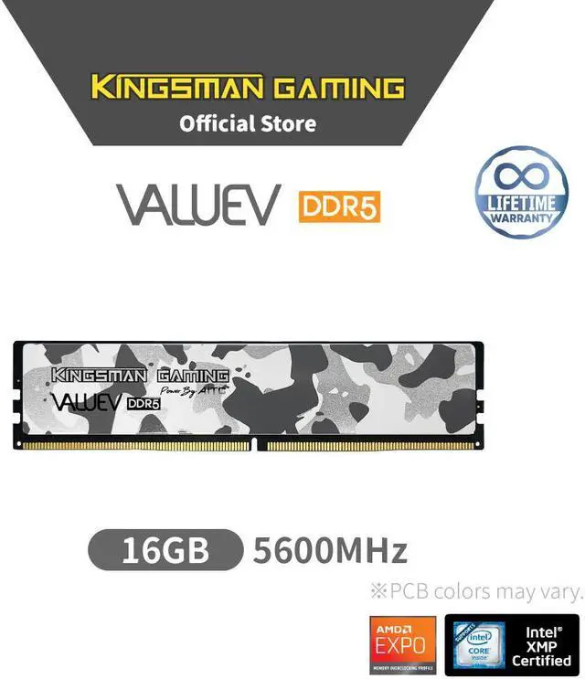 Alt view image 2 of 7 - AITC KINGSMAN VALUE V 16GB 288-Pin PC RAM DDR5 5600 (PC5 44800) Desktop Memory Model (KSD516G56C46UBD)