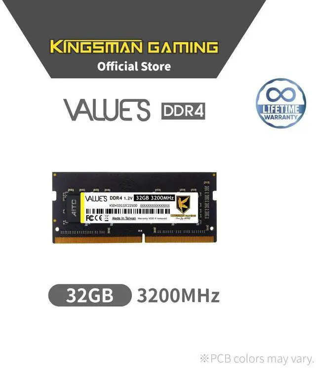 Alt view image 2 of 4 - KINGSMAN 32GB 260-Pin DDR4 SO-DIMM DDR4 3200 (PC4 25600) Laptop Memory Model