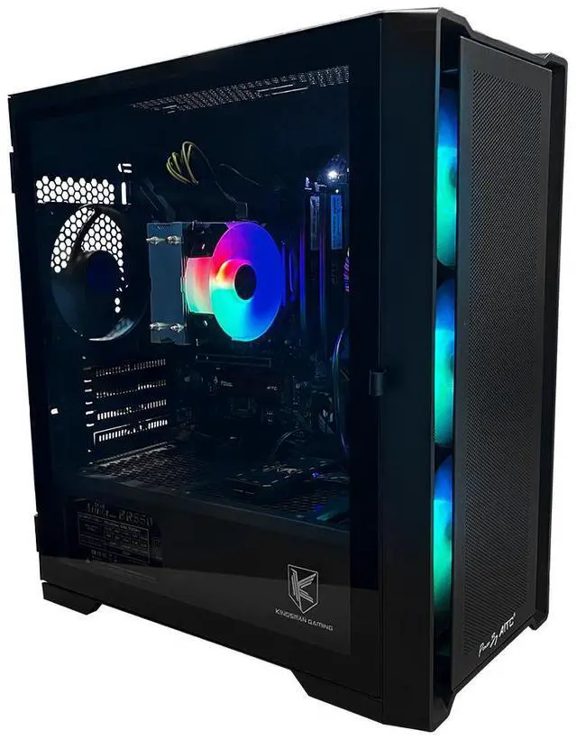 Main image of KINGSMAN CuBic ARGB MICRO-ATX Tower with Four ARGB Fans Pre Installed, Ultra-Minimalist Design, Fine Mesh Front Panel, High Airflow, Unique Side Swivel Tempered Glass, Dust Protection, BLACK