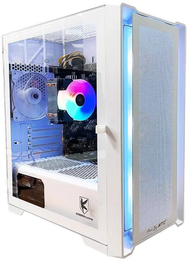 Main image of KINGSMAN CuBic ARGB MICRO-ATX Tower with Four ARGB Fans Pre Installed, Ultra-Minimalist Design, Fine Mesh Front Panel, High Airflow, Unique Side Swivel Tempered Glass, Dust Protection, WHITE