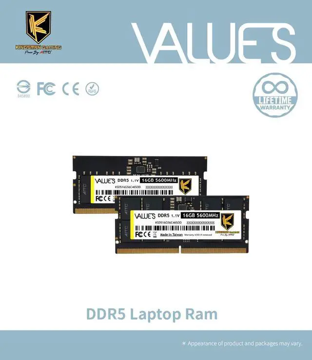 Alt view image 3 of 6 - KINGSMAN 16GB 262-Pin DDR5 SO-DIMM DDR5 5600 (PC5 44800) Laptop Memory Model