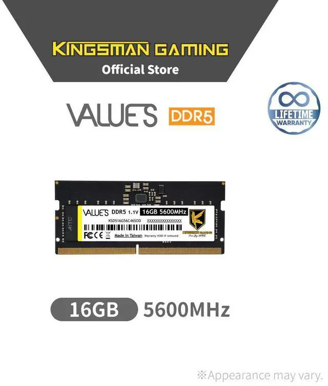 Alt view image 2 of 6 - KINGSMAN 16GB 262-Pin DDR5 SO-DIMM DDR5 5600 (PC5 44800) Laptop Memory Model