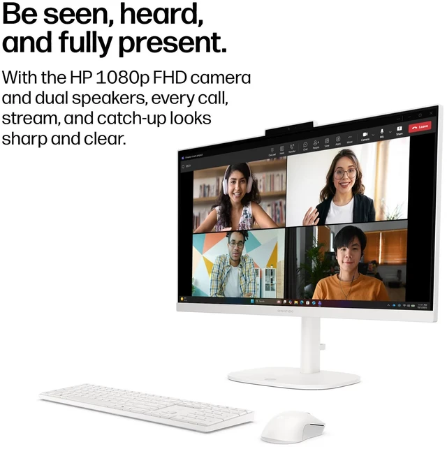 Alt view image 5 of 5 - HP OmniStudio All-in-One 24-cu000 Desktop 23.8" 1920 x 1080 Intel Core 3 N350 8-Core Intel Graphics 8GB DDR5 512GB SSD Windows 11 Home Bluetooth 5.3 Wi-Fi 6, Cashmere White
