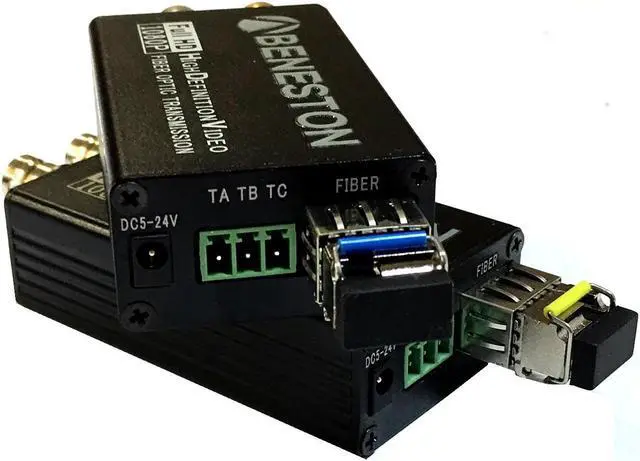 Alt view image 2 of 5 - BENESTON Mini HD-SDI Fiber Converter Extender 20KM/DVB-ASI/CCTV/Broadcast/LC/Audio Support / SFP Module Single-Mode Single Fiber 20km with RS485 Tally Loop Output
