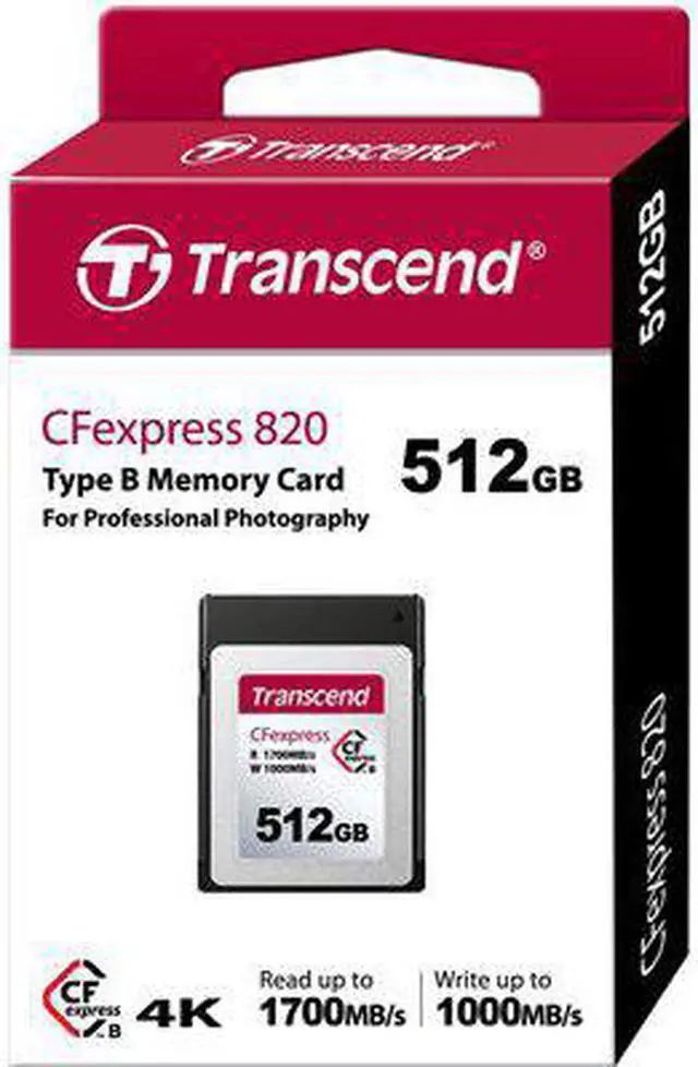 Alt view image 4 of 6 - 512GB Transcend CFexpress 820 Type B Memory Card 1700MB/s Read 1300MB/sec Write