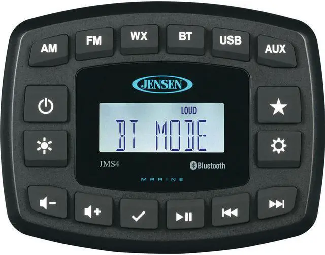 Alt view image 5 of 6 - JENSEN 4" JMS4RTL Waterproof Bluetooth AM/FM/WB/USB Stereo - Black