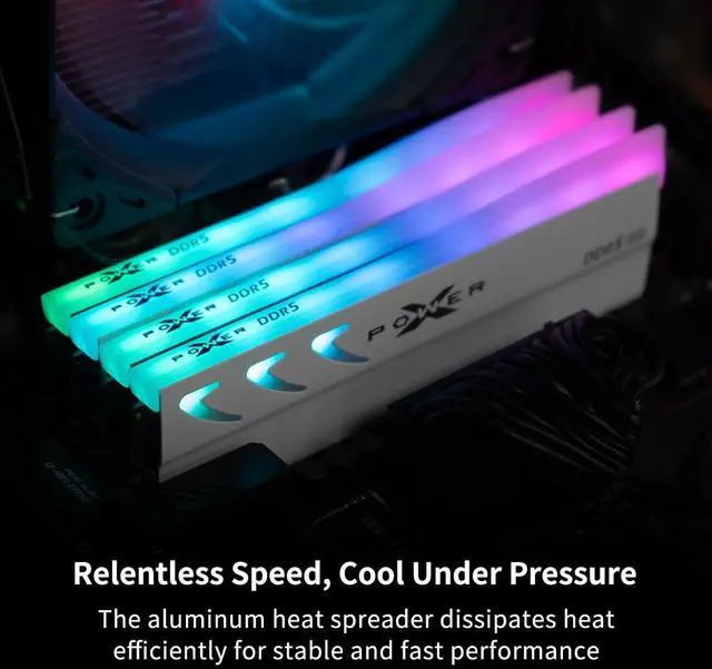 Alt view image 5 of 5 - Silicon Power Storm RGB DDR5 6000MT/s (PC5-48000) CL28 32GB(16GBx2) Dual Pack 1.4V Desktop Unbuffered DIMM SU032GXLWU60DFDLSN
White