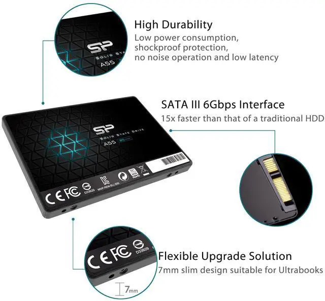 Alt view image 6 of 7 - Silicon Power 4TB SSD 3D NAND A55 SLC Cache Performance Boost SATA III 2.5" 7mm (0.28") SSD Internal Solid State Drive (SU004TBSS3A55S25NE)