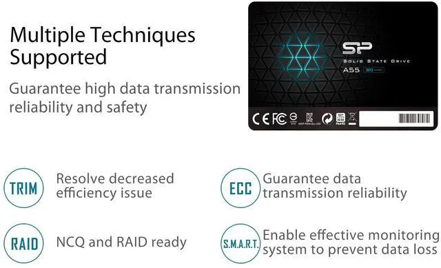 Alt view image 7 of 7 - Silicon Power 4TB SSD 3D NAND A55 SLC Cache Performance Boost SATA III 2.5" 7mm (0.28") SSD Internal Solid State Drive (SU004TBSS3A55S25NE)